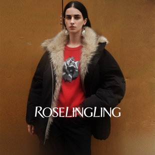 【明星同款】ROSELINGLING花苞毛领羽绒服仿皮草派克服羽绒外套女
