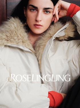 【明星同款】ROSELINGLING环保皮草拼接花苞毛领羽绒服短款派克服