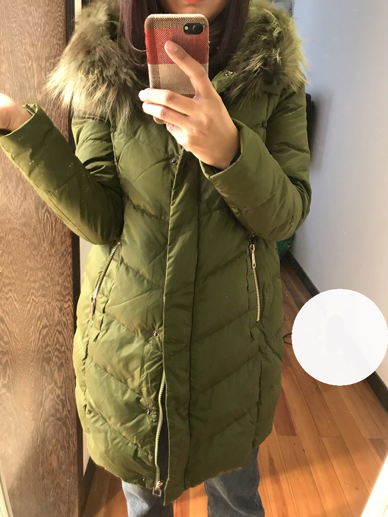 飞雁毛领厚款修身清仓处理羽绒服