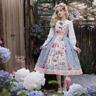 再贩balladeer草莓庄园粉色简约型JSK显瘦正腰长款 工字褶lolita