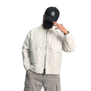 28342-P185复古pu皮衣外套男潮牌高街宽松一套搭配机车服夹克套装图片