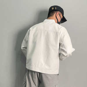 28342-P185复古pu皮衣外套男潮牌高街宽松一套搭配机车服夹克套装图片