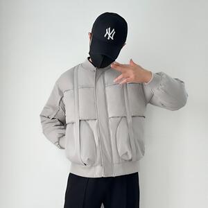 84119-P200新款羽绒服男士宽松大码棒球领多口袋工装面包服图片
