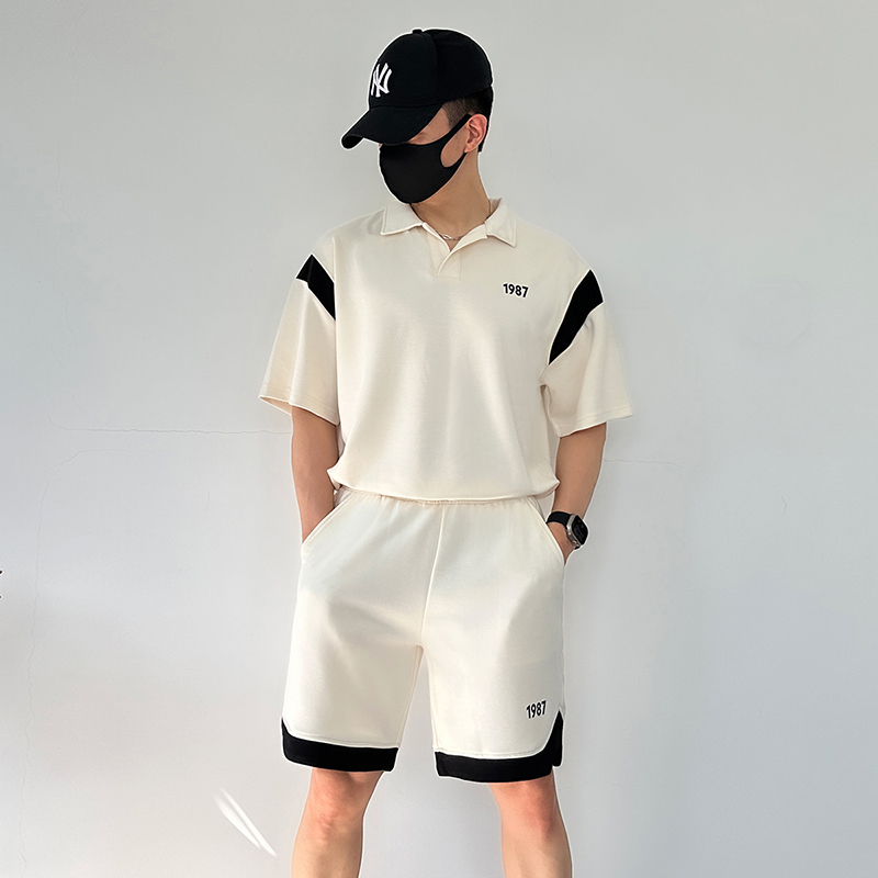 撞色标语潮流PCLP夏季五分休闲裤