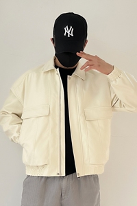 A28428-P185新款美式翻领皮衣男士宽松大码夹克休闲机车服XZ1305图片