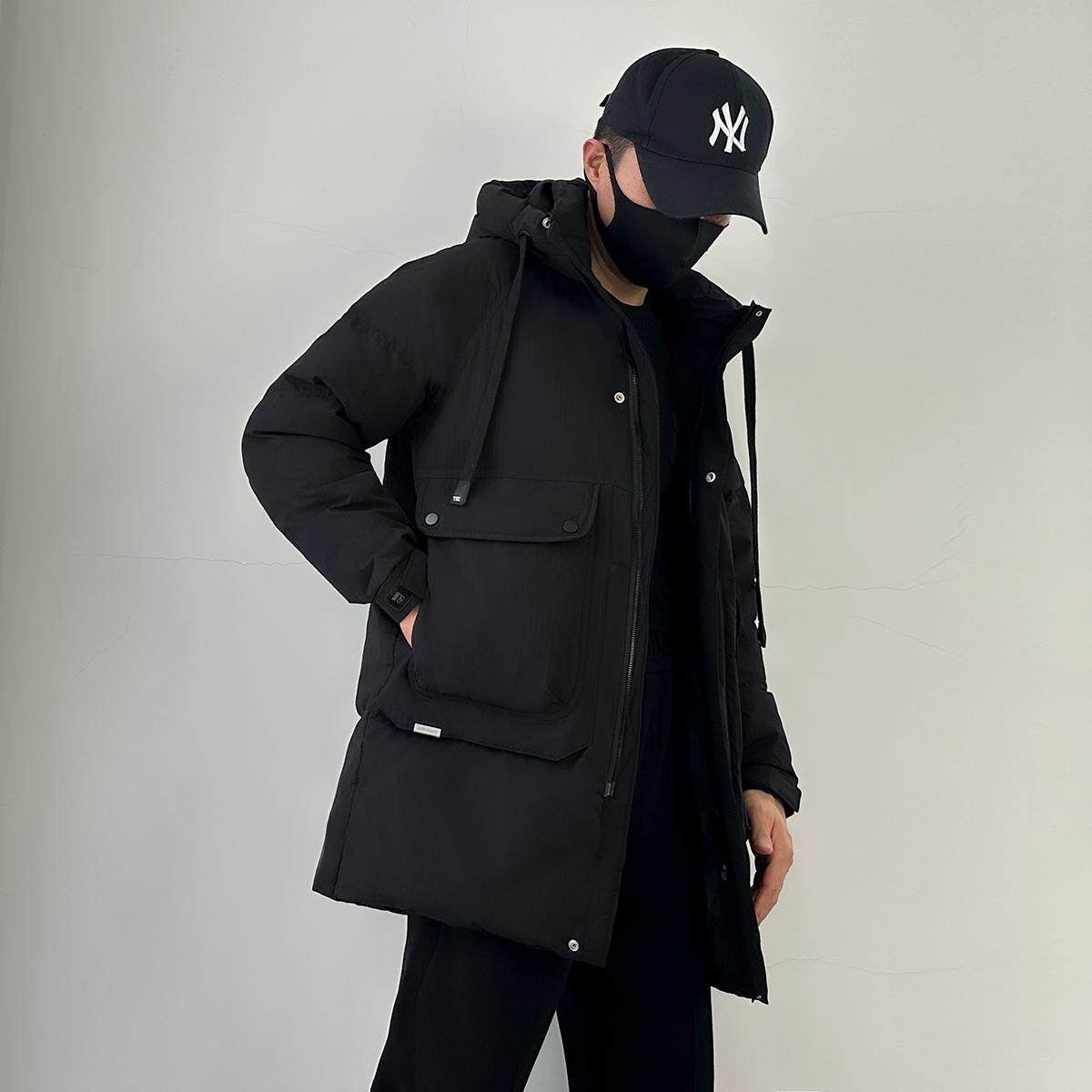 813-P220新款中长款羽绒服男士宽松大码工装加绒加厚保暖夹克,男装夹克,星座1305