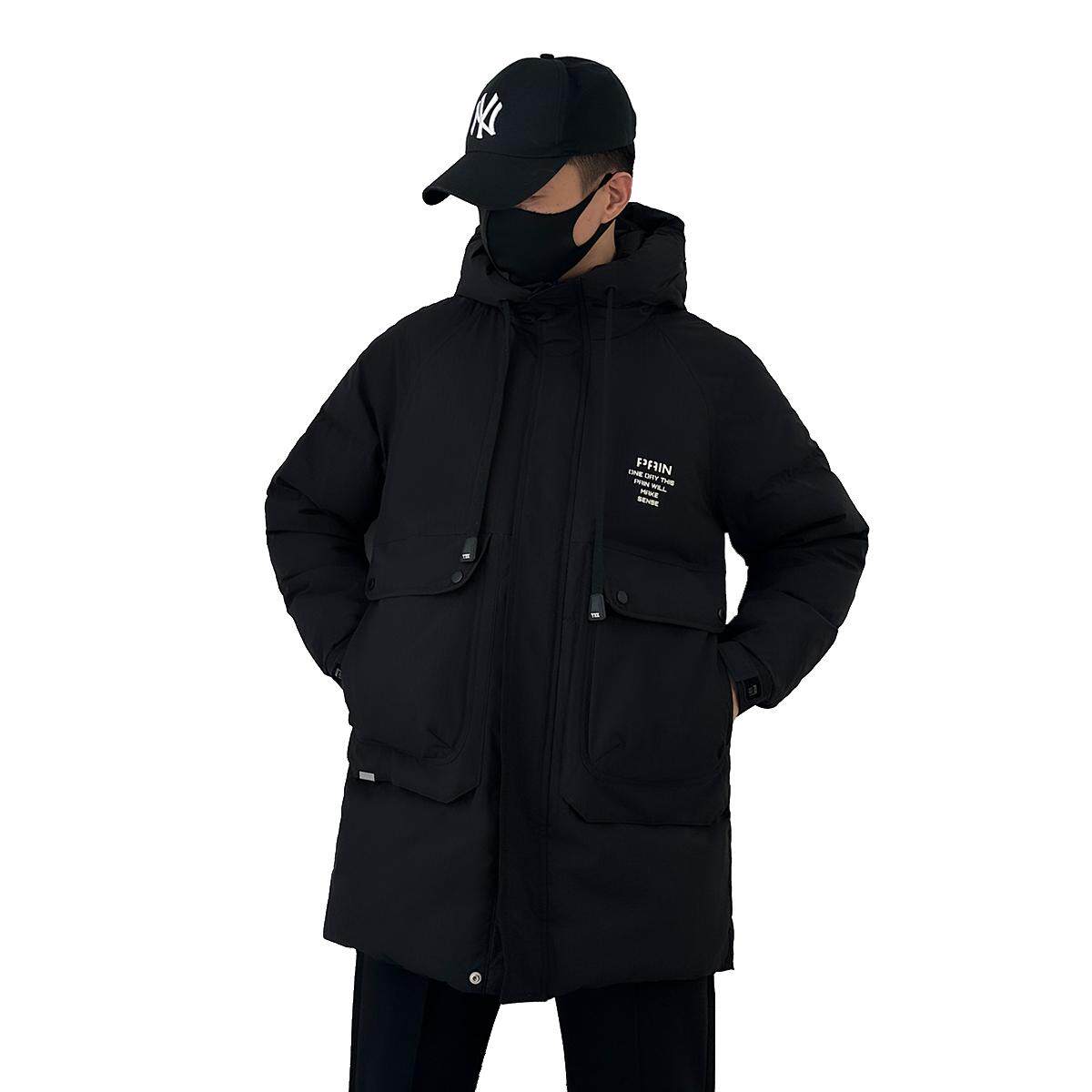 813-P220新款中长款羽绒服男士宽松大码工装加绒加厚保暖夹克,男装夹克,星座1305