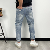 305P58原创潮男破洞牛仔裤男新款宽松哈伦裤薄款九分乞丐裤XZ1305，男装牛仔裤，星座1305