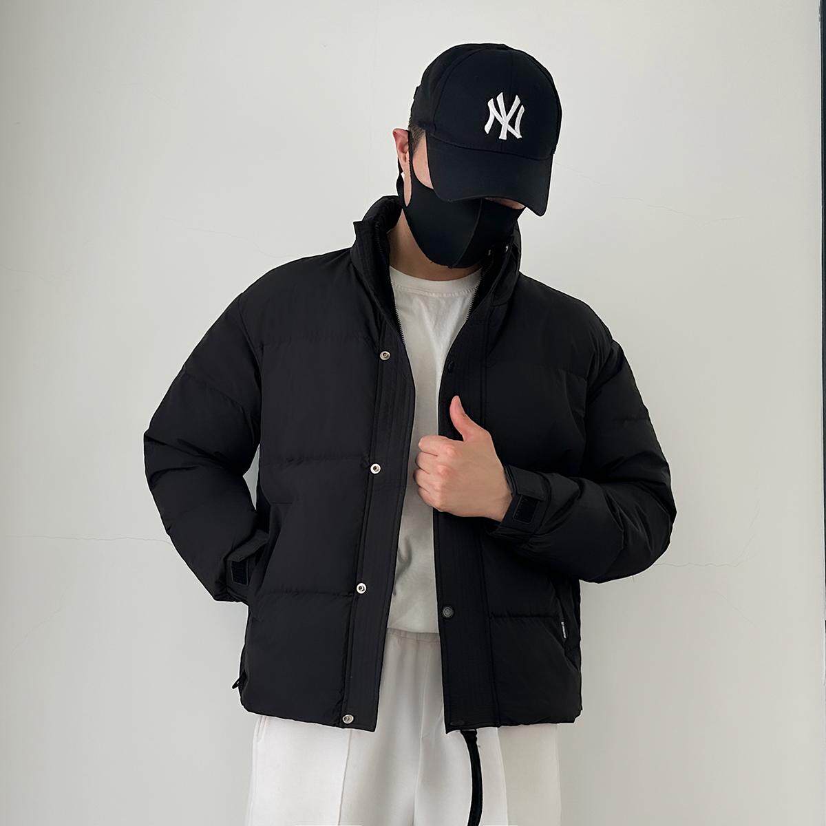 T111-P160新款立领羽绒服男士宽松大码纯色加绒加厚面包服潮流,男装羽绒服,星座1305