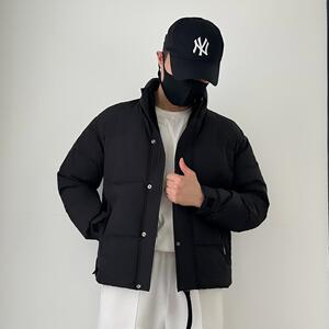T111-P160新款立领羽绒服男士宽松大码纯色加绒加厚面包服潮流图片