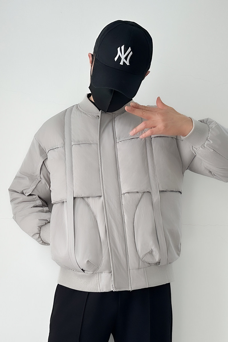 84119-P200新款羽绒服男士宽松大码棒球领多口袋工装面包服,男装羽绒服,星座1305