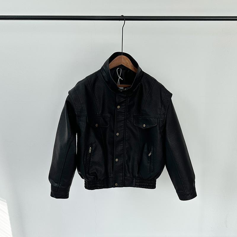 C05-新款日系美式立领男皮衣加绒加厚宽松大码夹克机车服XZ1305,男装夹克,星座1305