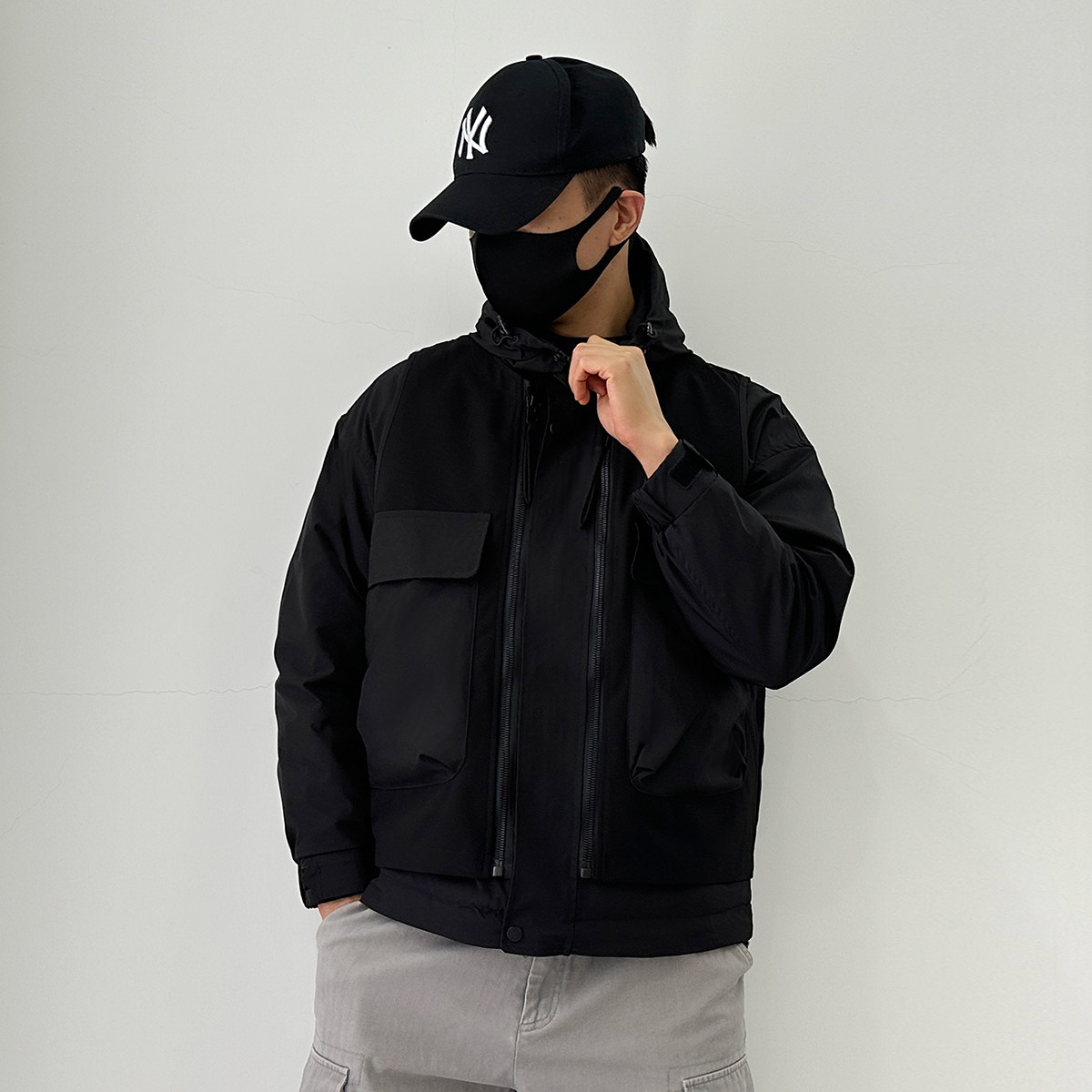 A619-p188美式工装棉衣男冬季加厚保暖连帽外套宽松大码面包服,男装棉衣,星座1305