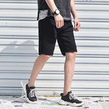 A8900-P45夏季纯色牛仔短裤男合身大码直筒五分裤休闲中裤XZ1305，男装牛仔裤，星座1305