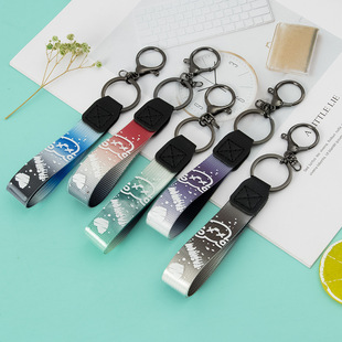 渐变色织带手腕绳挂件星空钥匙扣情侣礼物配件绳礼品带皮绳钥匙链