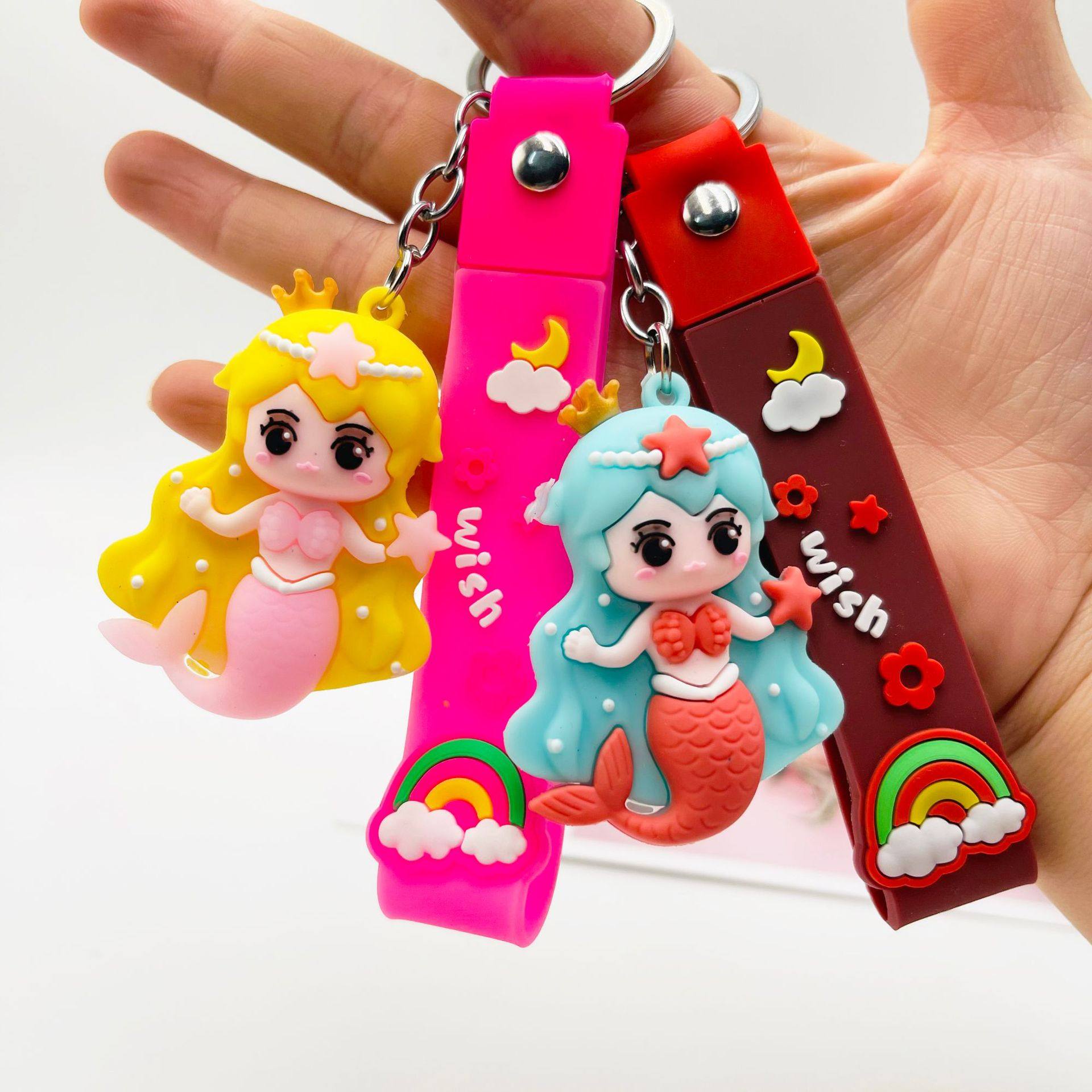 创意美人鱼钥匙扣卡通人鱼公主汽车钥匙链礼品包包挂件活动赠品