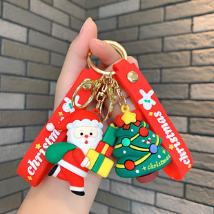 新款圣诞节钥匙扣圣诞老人挂件圣诞树驯鹿公仔包包钥匙链礼品礼物