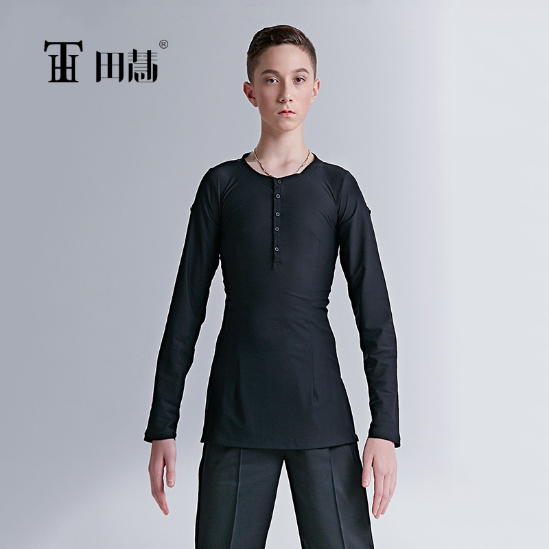 美诗美童田慧 男士少儿舞蹈拉丁舞练习上衣网孔表演服50005