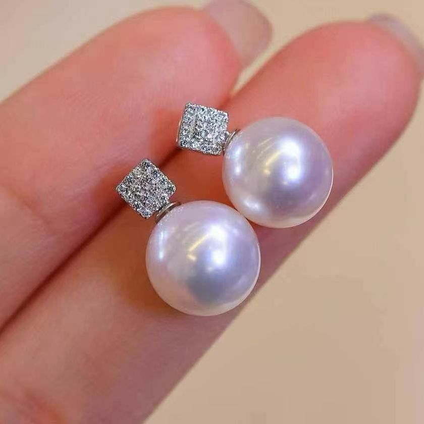 铂金PT900锆石7-10mm海水珍珠耳钉配件简约方糖系列裸珠diy空托,珠宝/钻石/翡翠,耳饰,淘宝优惠券,粉丝福利购,淘宝优惠卷