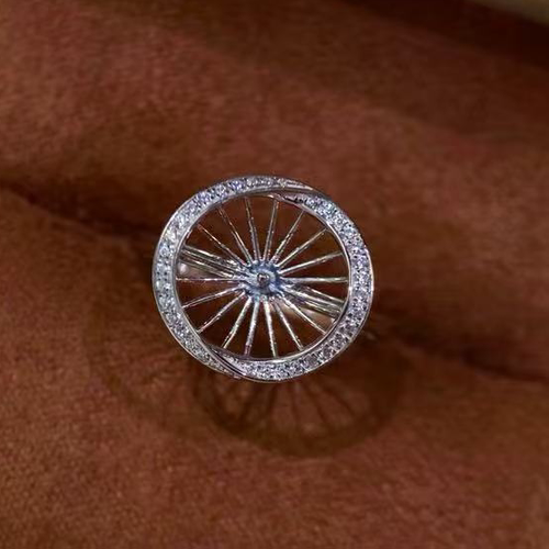 18k金锆石10-11mm海水珍珠戒指配件扭扭椭圆形设计时尚新款戒托