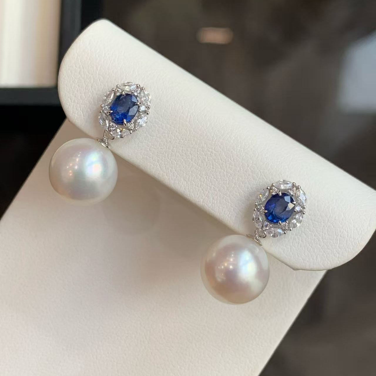 铂金PT900锆石蓝宝8-12mm淡水珍珠耳钉配件精致花形设计耳钉空托,珠宝/钻石/翡翠,耳饰,淘宝优惠券,粉丝福利购,淘宝优惠卷