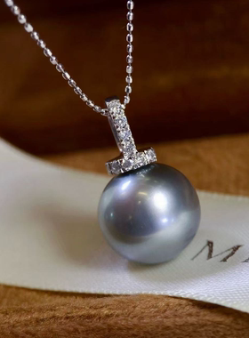 铂金PT900钻石12-15mm海水珍珠吊坠配件经典奶嘴款裸珠空托配件