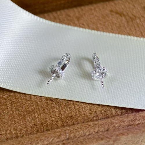 铂金PT900锆石10-13mm海水珍珠吊坠配件经典奶嘴款裸珠挂件空托