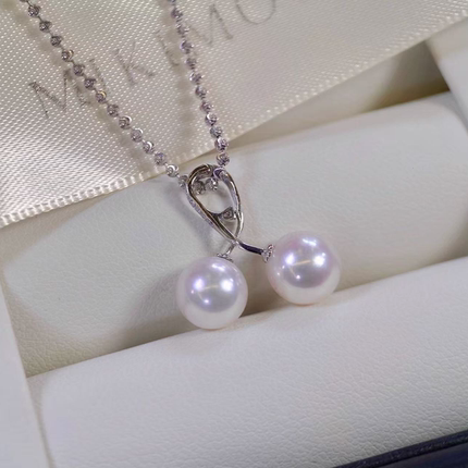 铂金PT900锆石7-10mm海水珍珠吊坠配件樱桃款扣可开多珠裸珠空托