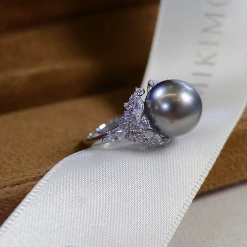 PT900铂金天然珍珠DIY戒指配件空托冰雪女王设计满镶锆石豪华大气