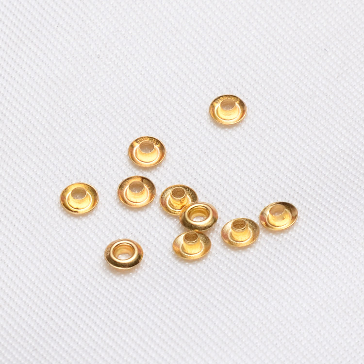 18K金路路通穿心锁骨链珠贴片DIY珍珠穿孔间隔片饰品配件