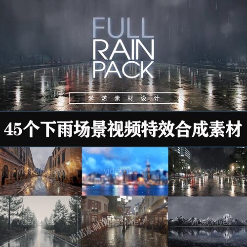 45个雨水下雨水珠特效合成视频素材.支持FCPX/PR/AE/EDIUS软件