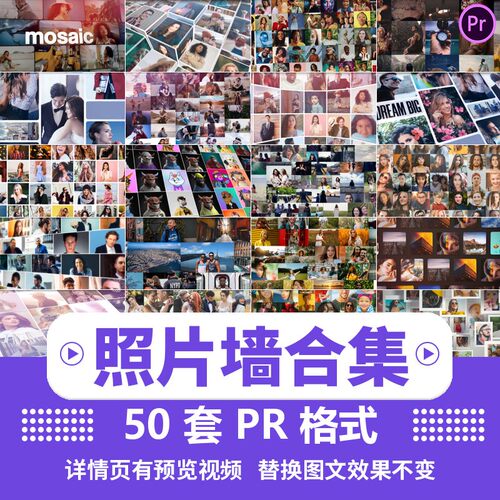 pr模板分屏照片照片墙电子相册汇聚片头尾视频插件素材库预设模版