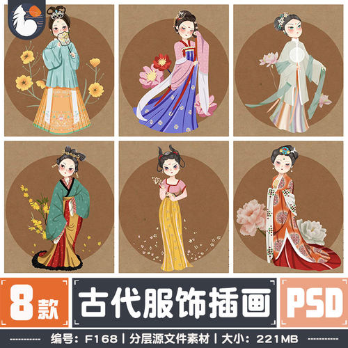 古代传统服饰宋裤圆领袄马面裙大袖衫对襟齐胸襦裙PS源文件素材