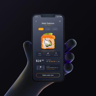 3D立体手拿手握iPhone手机APP界面UI作品展示样机PSD模板设计素材