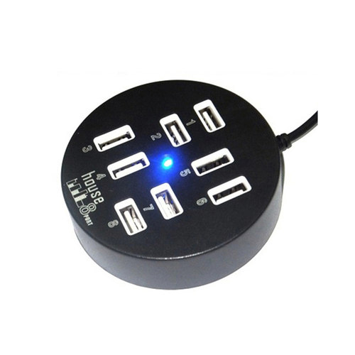 圆形USB2.0HUB集线器一拖八一分四分线器扩展器读卡器U盘带灯