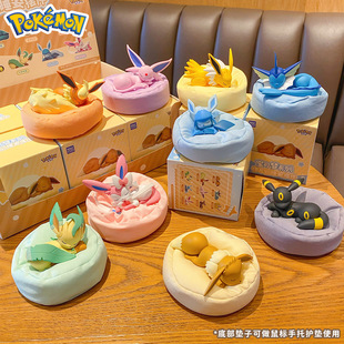正版宠物宝可梦神奇宝贝伊布们睡姿盲盒摆件玩偶手办公仔礼物批发