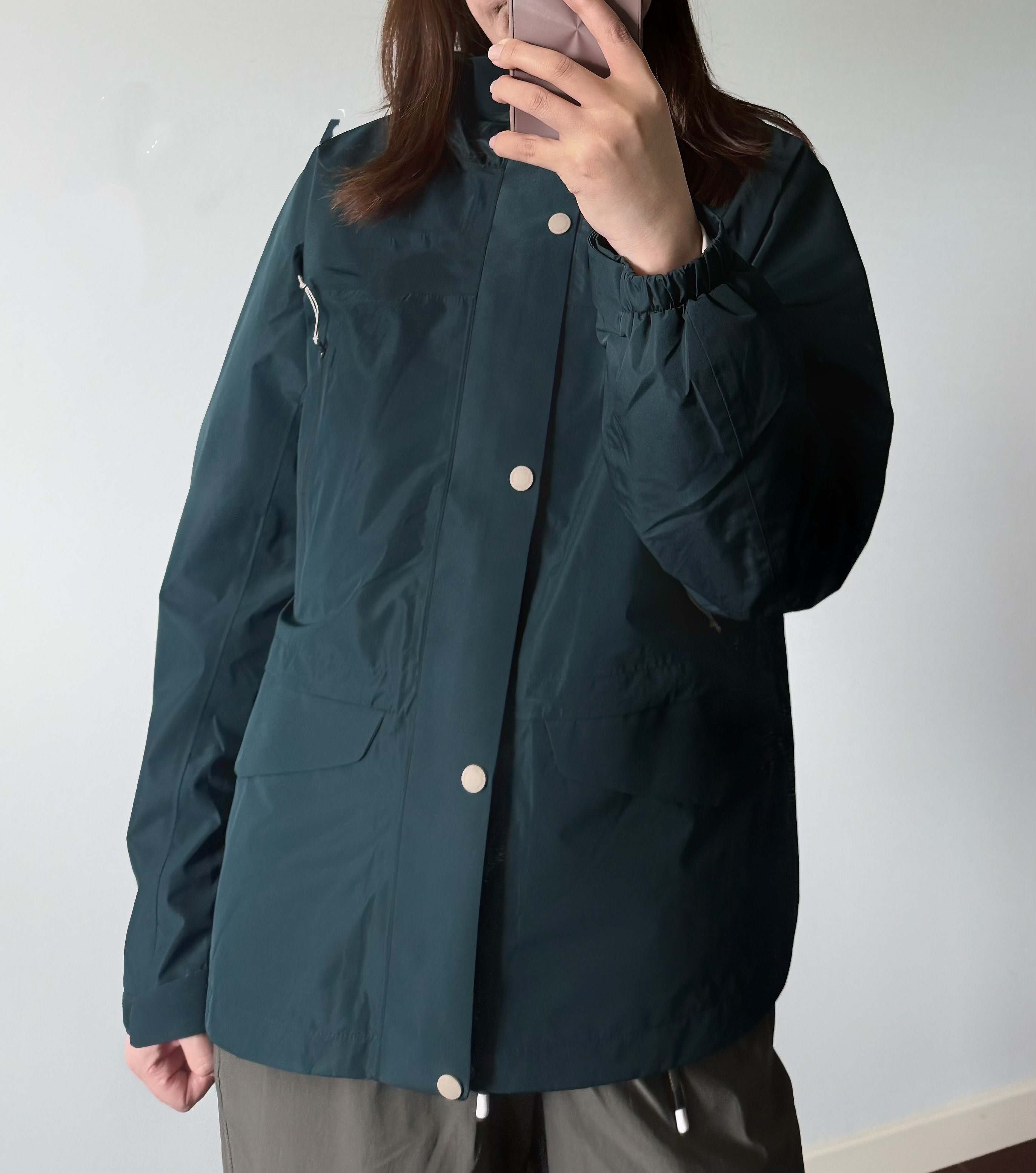 韩国原单可树冲锋衣女户外防风防水单层夹克连帽登山服秋冬外套