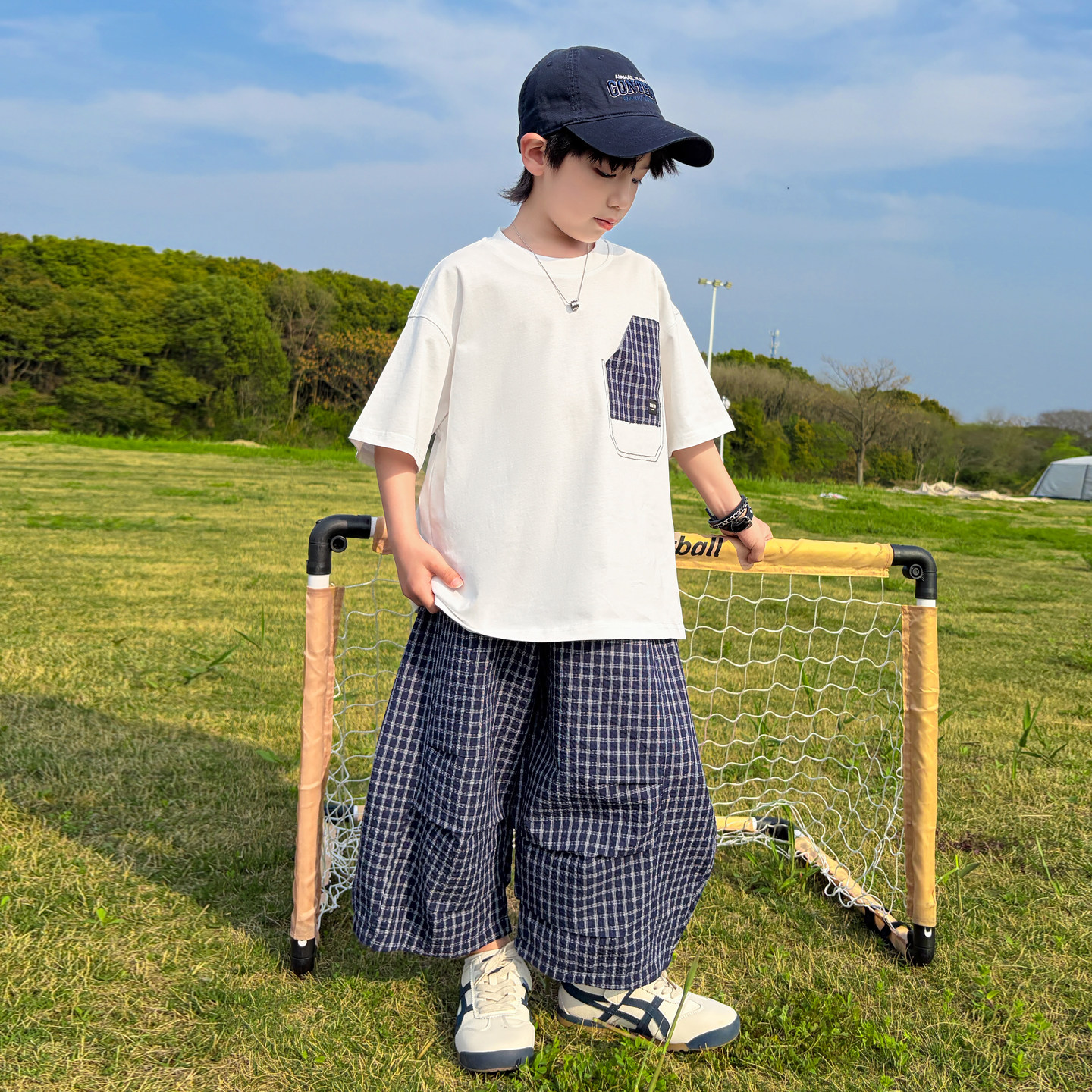 男童夏季薄款短袖T恤长裤套装