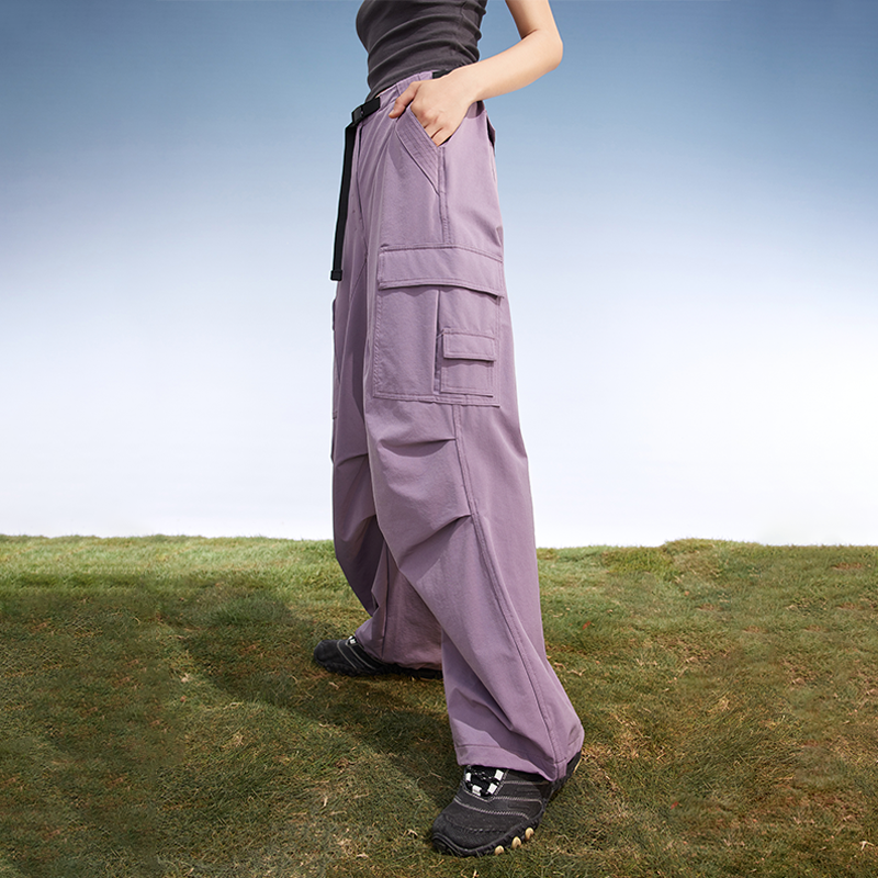 日月和风 速干机能城市轻运动户外弹力宽松伞兵工装休闲长裤女