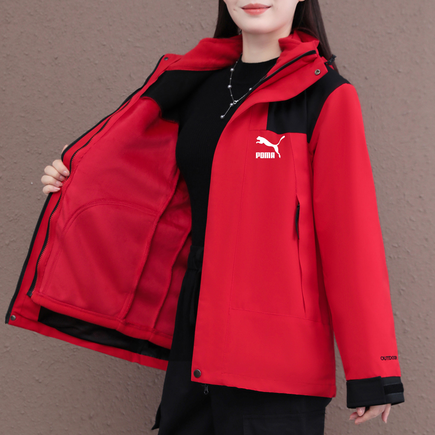 奥莱专柜可拆卸加绒冲锋衣女2025新款三合一小个子防风防水登山服