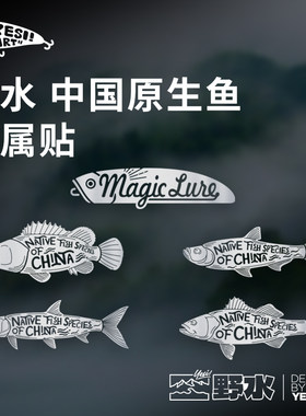 野水文创中国原生鱼金属3M车贴