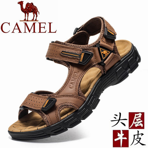 骆驼男鞋真皮户外沙滩鞋男皮凉鞋