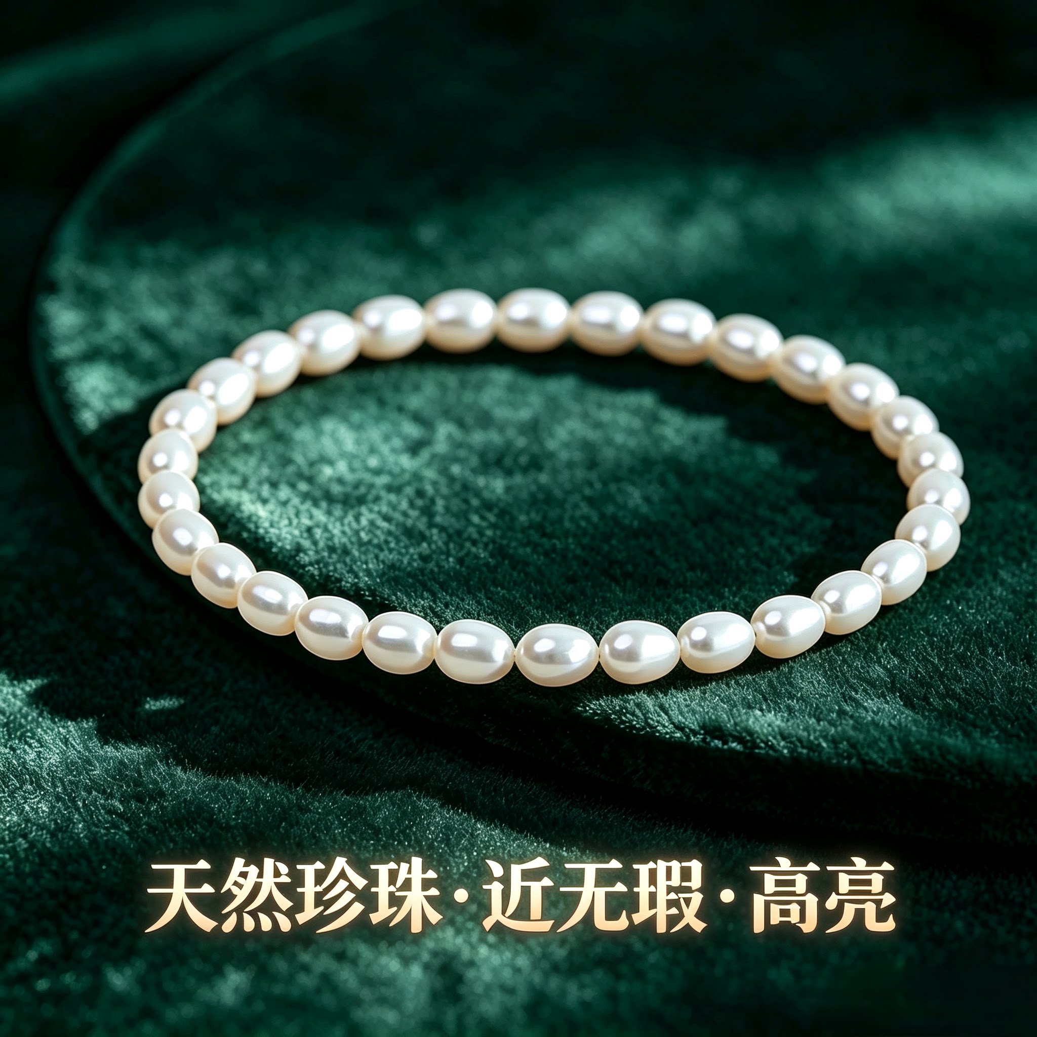 天然淡水珍珠强光手链送女友