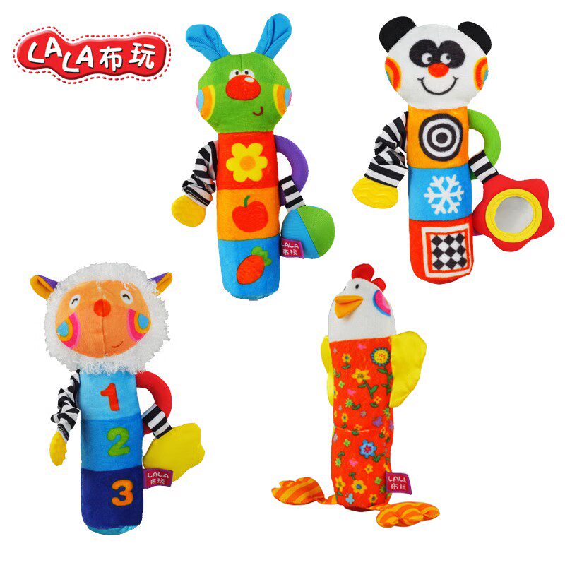 拉拉布书/布玩小兔/熊猫/花母鸡/小羊BB手摇棒 牙胶BB器摇铃玩具
