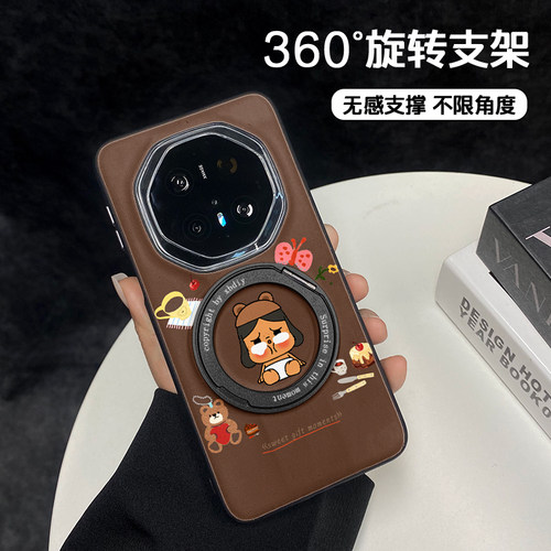 坐姿哭娃360度旋转支架适用于华为mate70RS保时捷手机壳MATE60非凡大师MATE80防摔全包MATE80PRO保护套