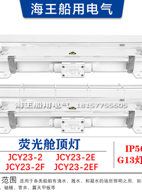 船用荧光机舱顶灯JCY23-2/2E/2EF带接线盒防护网罩应急头双管20W