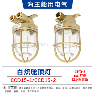 船用铜质白炽舱顶灯CCD15-1/2走道货仓舱室照明吸顶灯甲板灯60W