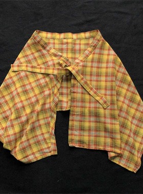2026新款一片式橙色格子屁帘女桔色黄色格纹腰封半身裙半裙短裙潮