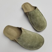 外贸圆头层牛皮透气原单软平底凉拖鞋 春夏季 全真皮纯皮女包头拖鞋