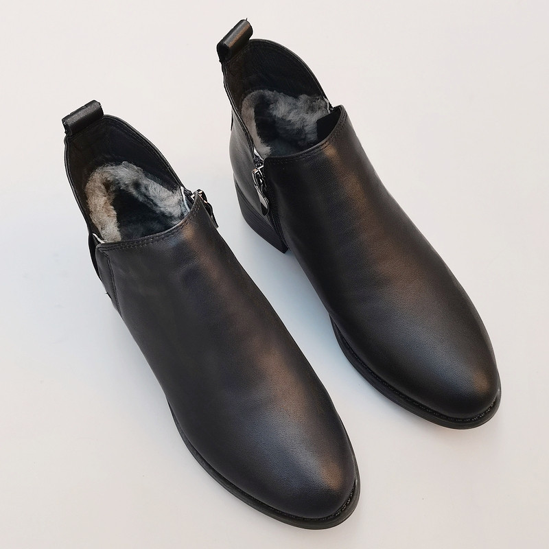 真皮羊皮毛一体保暖女靴外贸切尔西粗中跟纯羊毛加厚大棉通勤鞋冬,女鞋,切尔西靴,淘宝优惠券,粉丝福利购,淘宝优惠卷